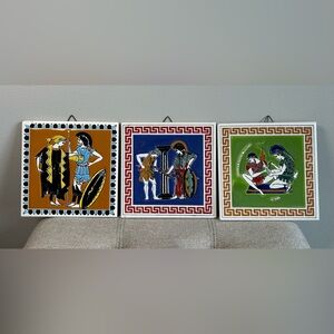 Vintage Greek Ceramic Tiles Handmade Knossos Ltd Katsidoniotis Bros Greece 6"x6"